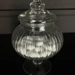 Βάζο Γυάλινο Διακοσμητικό Διάφανο Ριγέ Με Καπάκι & Πόδι 20*12εκ